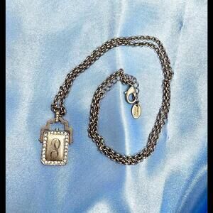 DANIELLE STEVENS GOLD STONE CHAIN WITH RHINESTONE PENDANT LETTER "P" NECKLACE